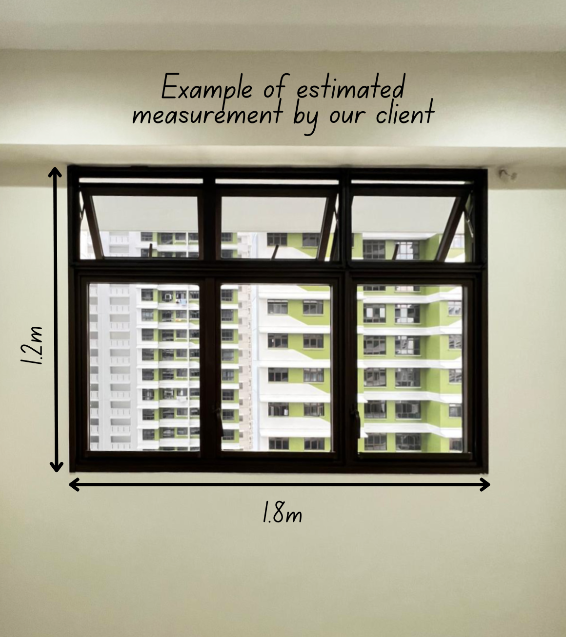 window dimensions with height and width for insect mesh installation.